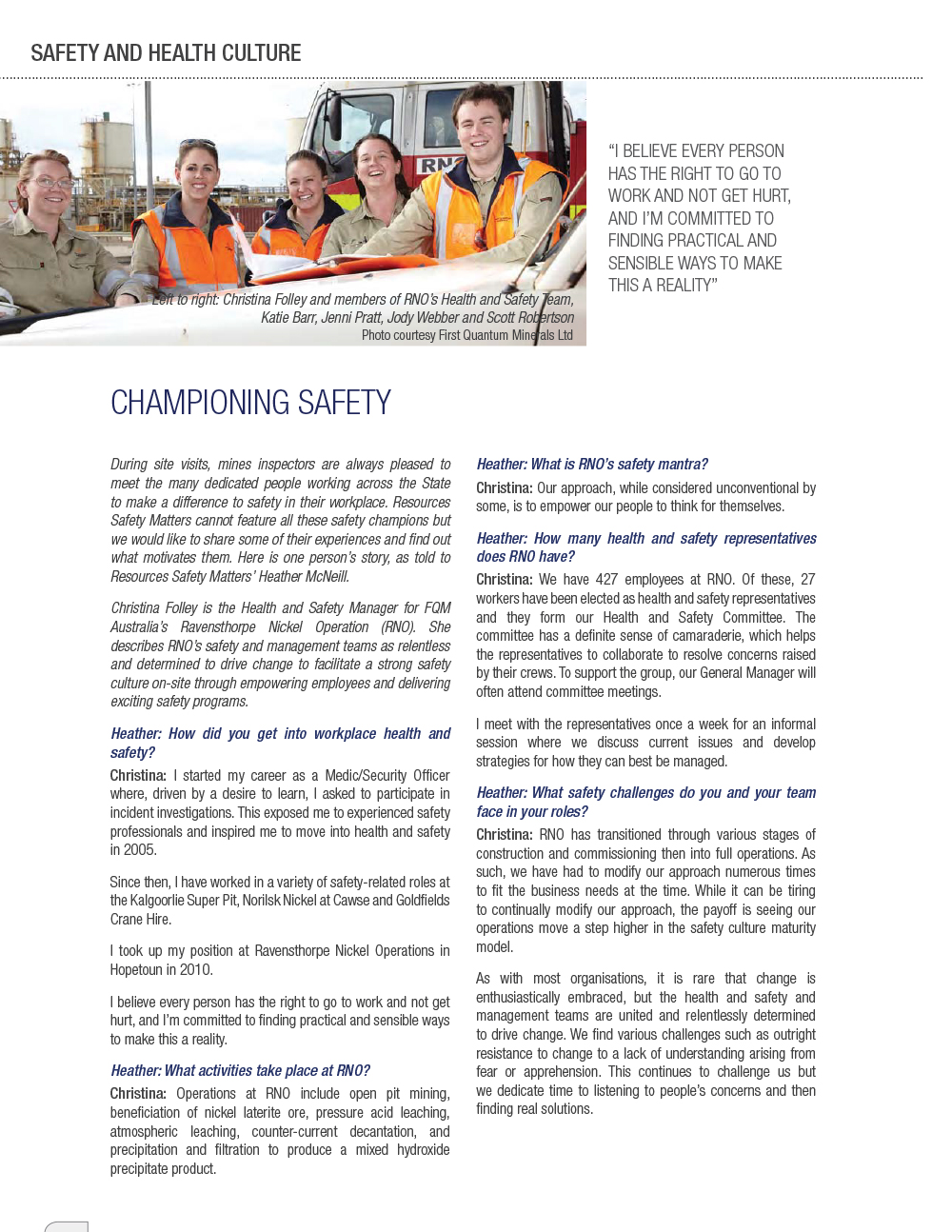 Resources Safety Matters Volume 2 No. 2 May 2014